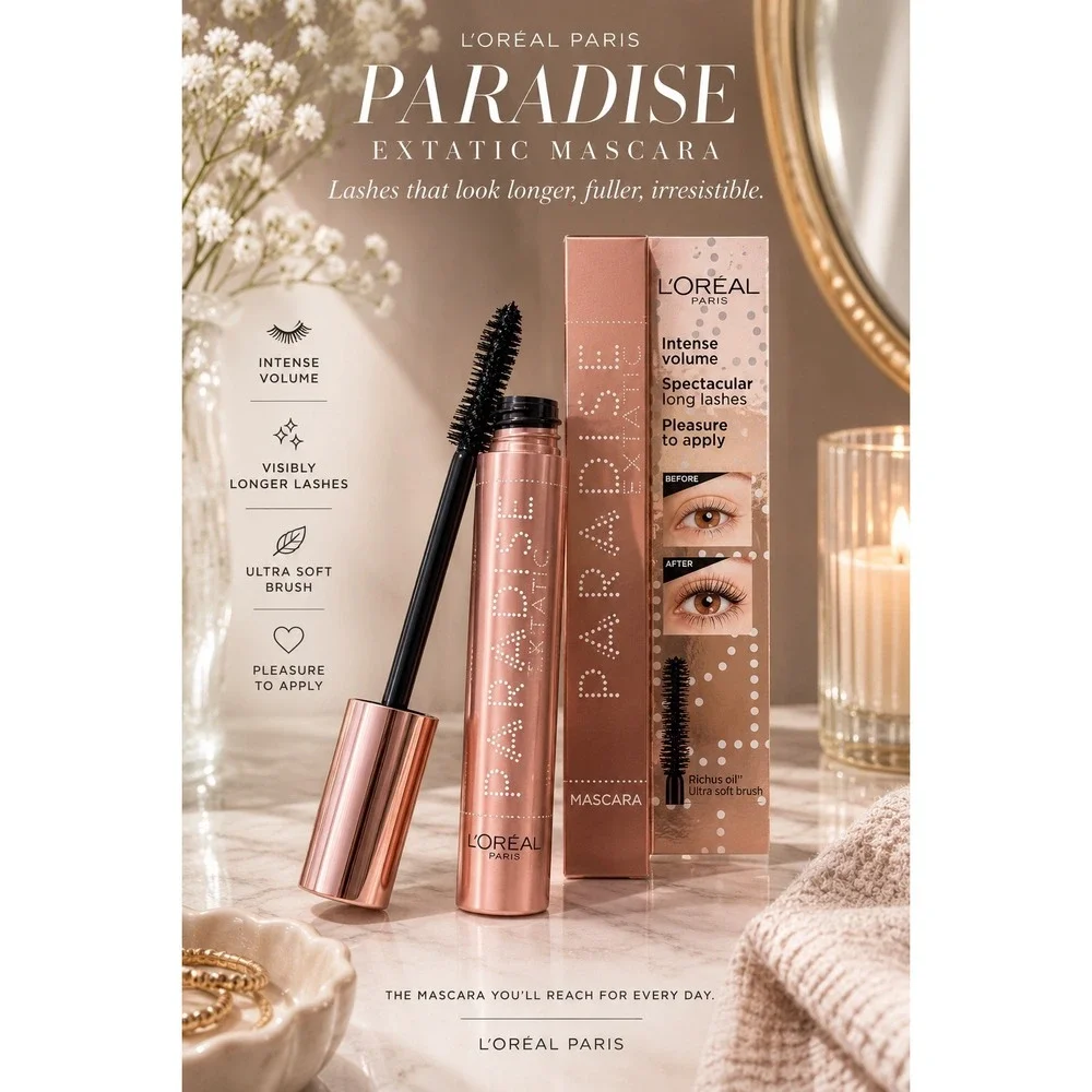 L'Oreal Paradise Extatic Mascara 01 Black Intense Volume Lengthening New